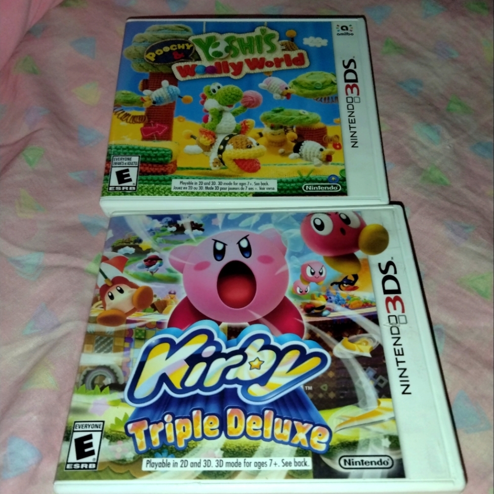 SOLD 3ds Games Set Kirby Triple Deluxe And Poochy And Yoshi's Woolly World